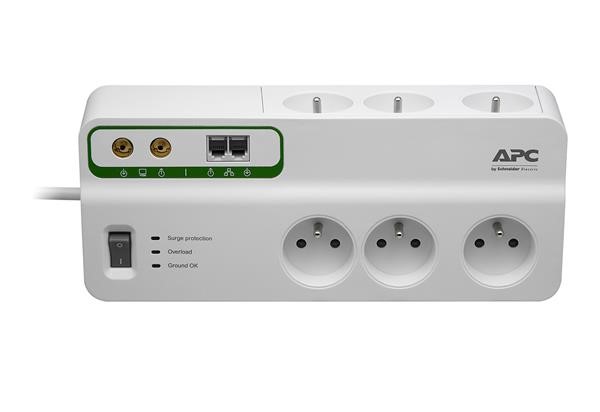 APC Home/Office SurgeArrest 6 Outlets with Phone & Coax Protection 230V France, 3m (PMH63VT-FR)