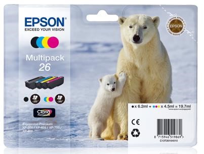 EPSON ink čer+bar CLARIA Premium 26 - multipack (CMYK) (C13T26164010)