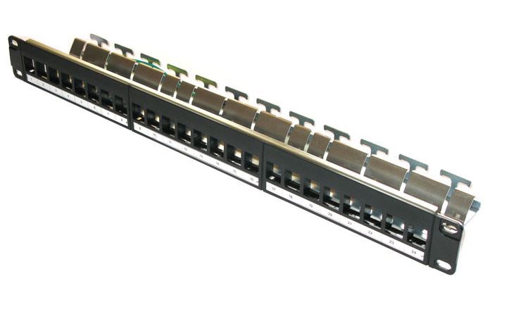 Patch panel 19" 24port Cat6A, vyvaz.lišta, neosazený (XL-PP19-24NA-C6A)