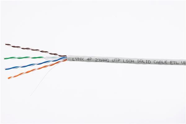 UTP kabel LYNX, Cat6, drát, LS0H, 305m box (LX-SLD-UTP6-LSZH-GR)