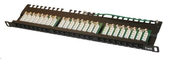 19"/0,5U Patch panel XtendLan 24port, UTP, Cat6, krone, černý XL-PP19-24U6-U