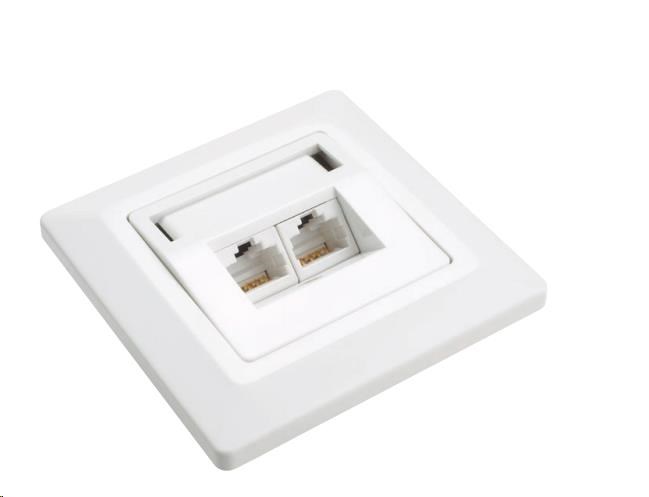 Solarix Zásuvka CAT5E UTP 2 x RJ45 pod omítku bílá SX9-2-5E-UTP-WH 23100091