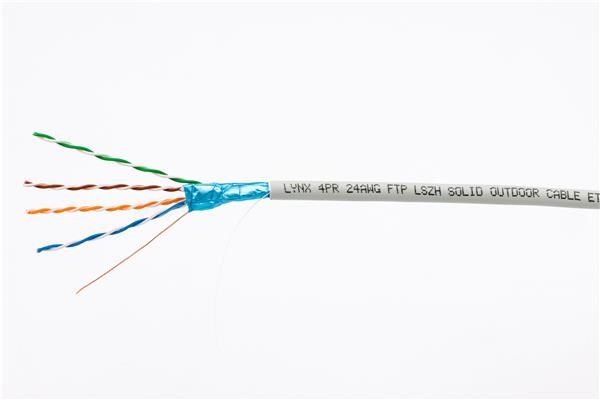 FTP kabel LYNX, Cat5E, drát, LS0H, DCa, šedý, 305m LX-SLD-FTP5E-LS0H