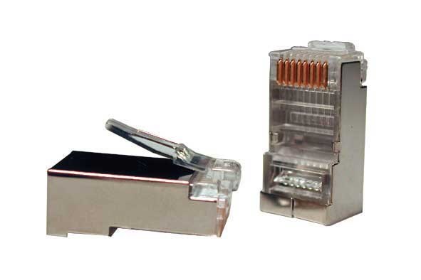 Konektor STP RJ45 (8p8c), Cat5E, 30µm, licna(lanko) - 100 ks