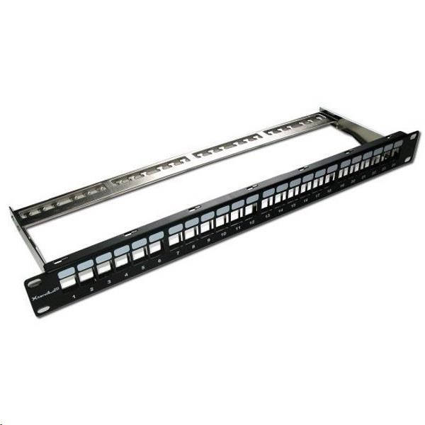 19" modulární stíněný patch panel XtendLan 24port, černý PP19-24NS