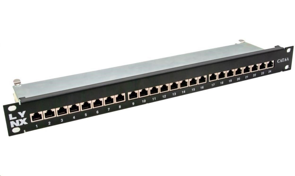 19" Patch panel LYNX 24port, STP, Cat6A, krone, černý LX-24C6AS-LY-BLACK