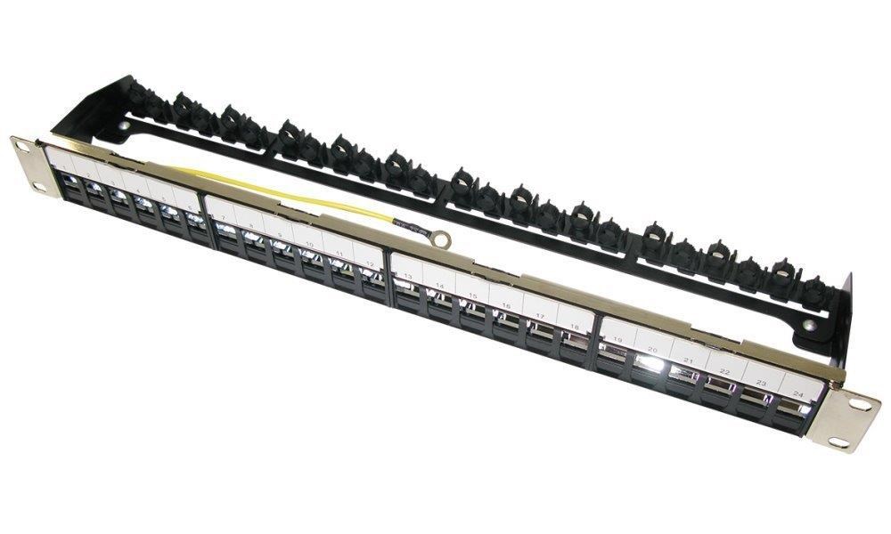 19" modulární stíněný patch panel XtendLan 24port, 4x demontovatelný modul, černý PP19-24N-N