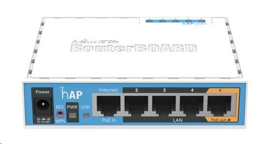 MikroTik hAP, 650MHz CPU, 64MB RAM, 5x LAN, integr. 2.4GHz Wi-Fi, WPS, vč. L4 (RB951Ui-2nD)