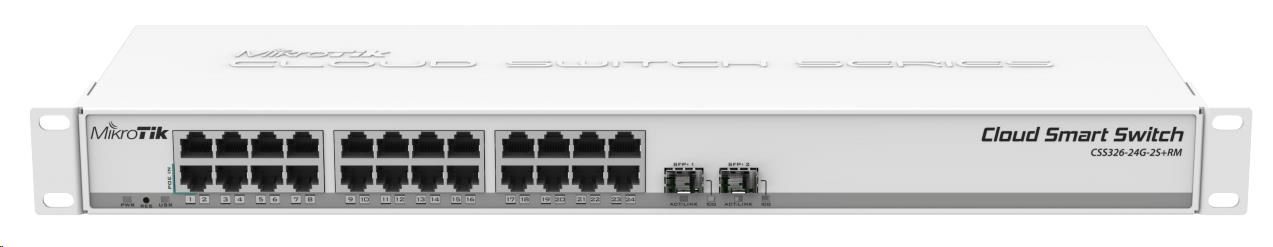 MikroTik Cloud Smart Switch CSS326-24G-2S+RM, 24 non-blocking gigabit.portů, 2xSFP+, Marvell DX switch chip, SwOS CSS326-24G-2S+RM