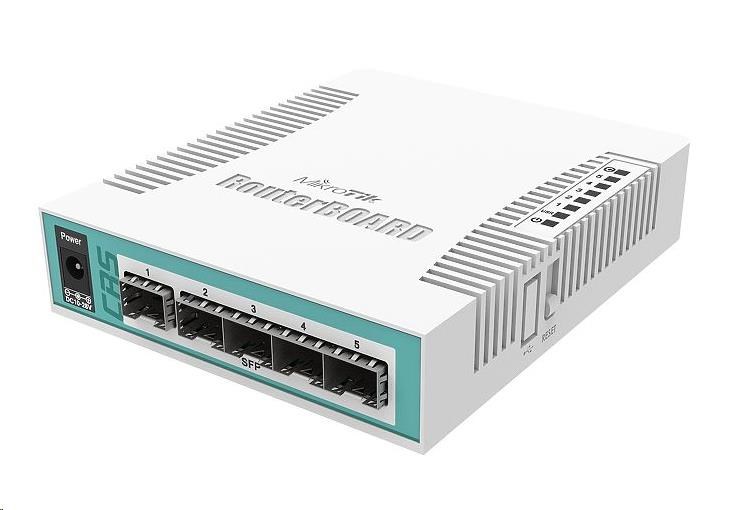 MikroTik Cloud Router Switch CRS106-1C-5S, 400MHz CPU, 128MB RAM,1xGLAN/SFP, 5xSFP slot, vč. L5 licence