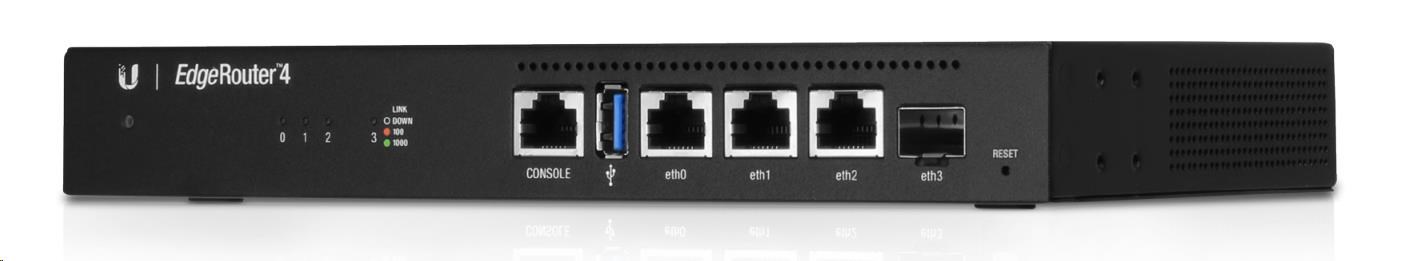 UBNT EdgeMAX EdgeRouter 4 [1GHz quad-core CPU, 1GB RAM, EdgeOS, 3 gigabitové porty + 1xSFP slot, fanless] ER-4-EU