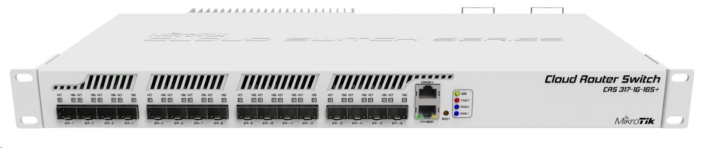 MikroTik Cloud Router Switch CRS317-1G-16S+RM, dual-core 800MHz CPU, 1GB, 1xGLAN, 16xSFP+ slot, vč. L6 CRS317-1G-16S+RM