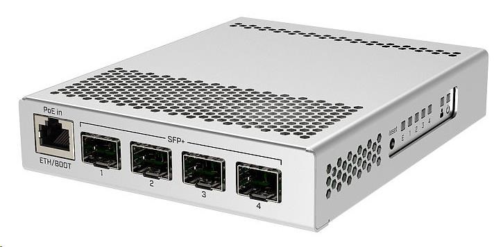 MikroTik Cloud Router Switch CRS305-1G-4S+IN, Dual Boot (SwitchOS, RouterOS), 800MHz, 512MB RAM, 4xSFP+, vč.L5