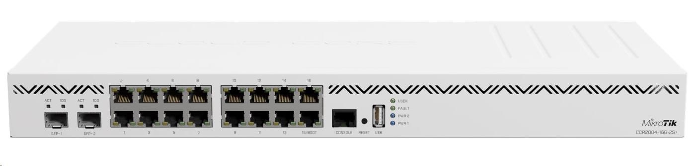 MikroTik Cloud Core Router, CCR2004-16G-2S+, 1700MHz CPU, 4GB RAM, 16xLAN, 2x SFP+ vč. L6 licence