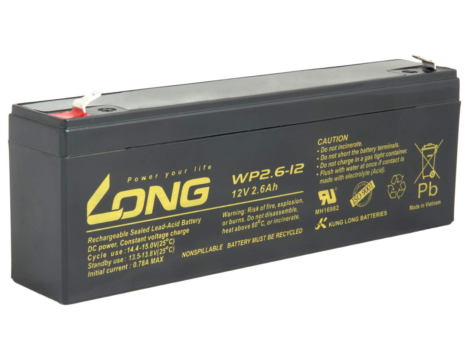 LONG baterie 12V 2,6Ah F1 (WP2.6-12)