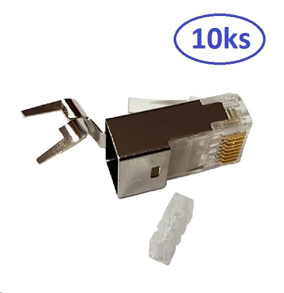 Konektor STP RJ45 (8p8c), Cat6A, 50µm, skládaný, drát - 10 ks