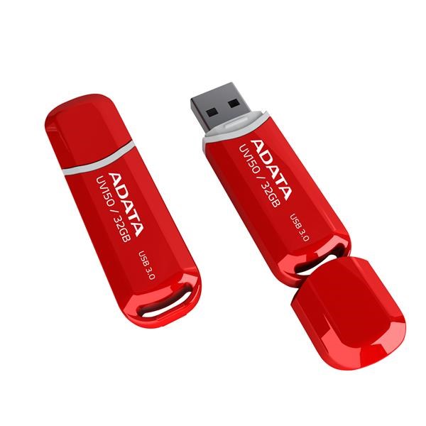 ADATA Flash Disk 32GB USB 3.0 Dash Drive UV150, červený (R: 90MB/s, W: 20MB/s) (AUV150-32G-RRD)