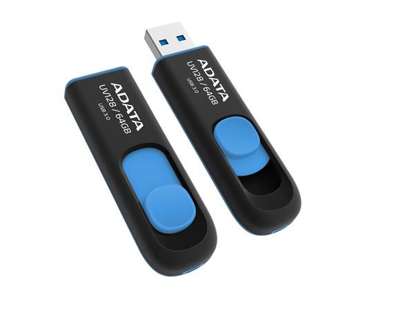 ADATA Flash Disk 64GB USB 3.0 Dash Drive UV128, černý/modrý (R: 90MB / W: 40MB) (AUV128-64G-RBE)