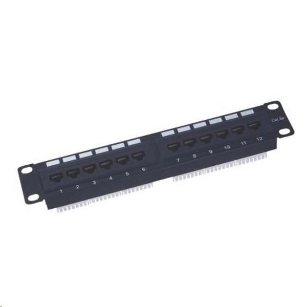 10" Patch panel LYNX 12port Cat5E, UTP, černý (LX12U-C5E-10I-BK)