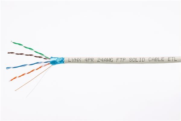 FTP kabel LYNX, Cat5E, drát, PVC, 305m box (LX-SLD-FTP5E-GR)