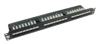 Patch panel LYNX 24port Cat5E, UTP, vyvaz.lišta, černý (LX24UL-C5E-BK)