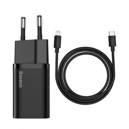 Baseus Super SI set adaptéru USB-C 20W a kabelu USB-C do Lightning 1m, černá TZCCSUP-B01