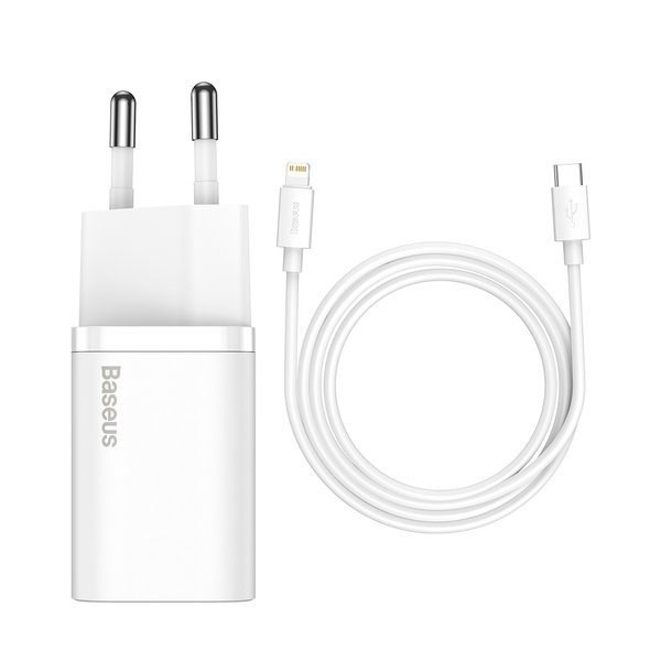 Baseus Super SI set adaptéru USB-C 20W a kabelu USB-C do Lightning 1m, bílá TZCCSUP-B02