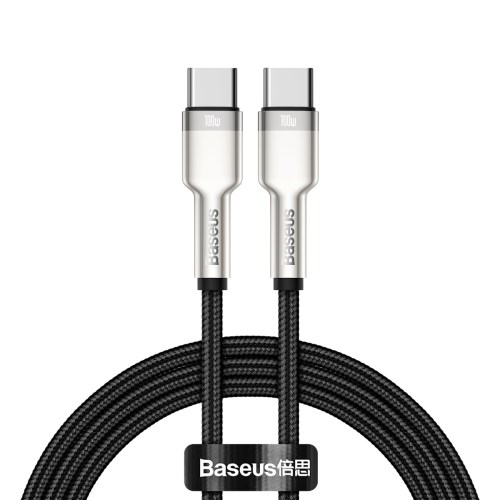 Baseus Cafule Series nabíjecí / datový kabel USB-C samec na USB-C samec s kovovými koncovkami 100W 1m, černá CATJK-C01