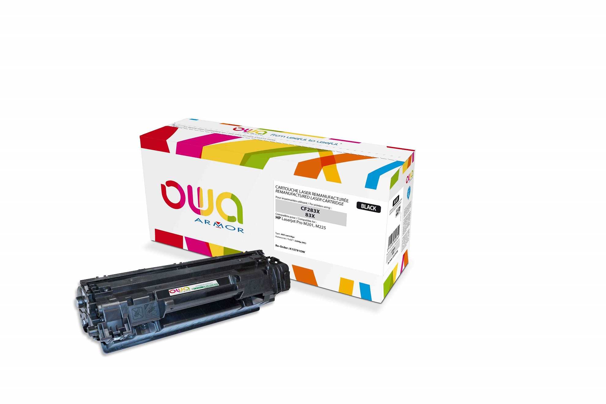 OWA Armor toner pro HPLaserjet Pro M201, M225, 2200 (HC) Stran, CF283X, černá (K15791OW)