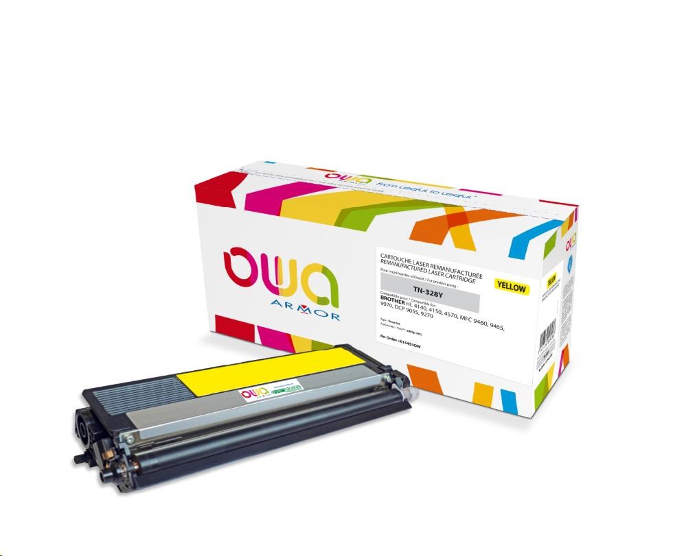 OWA Armor toner pro BROTHERHL 4140, 4150, 4570, MFC 9460, 9465, 9970, DCP 9055, 9270, 6000 Stran, TN328Y, žlutá/yellow (K15453OW)