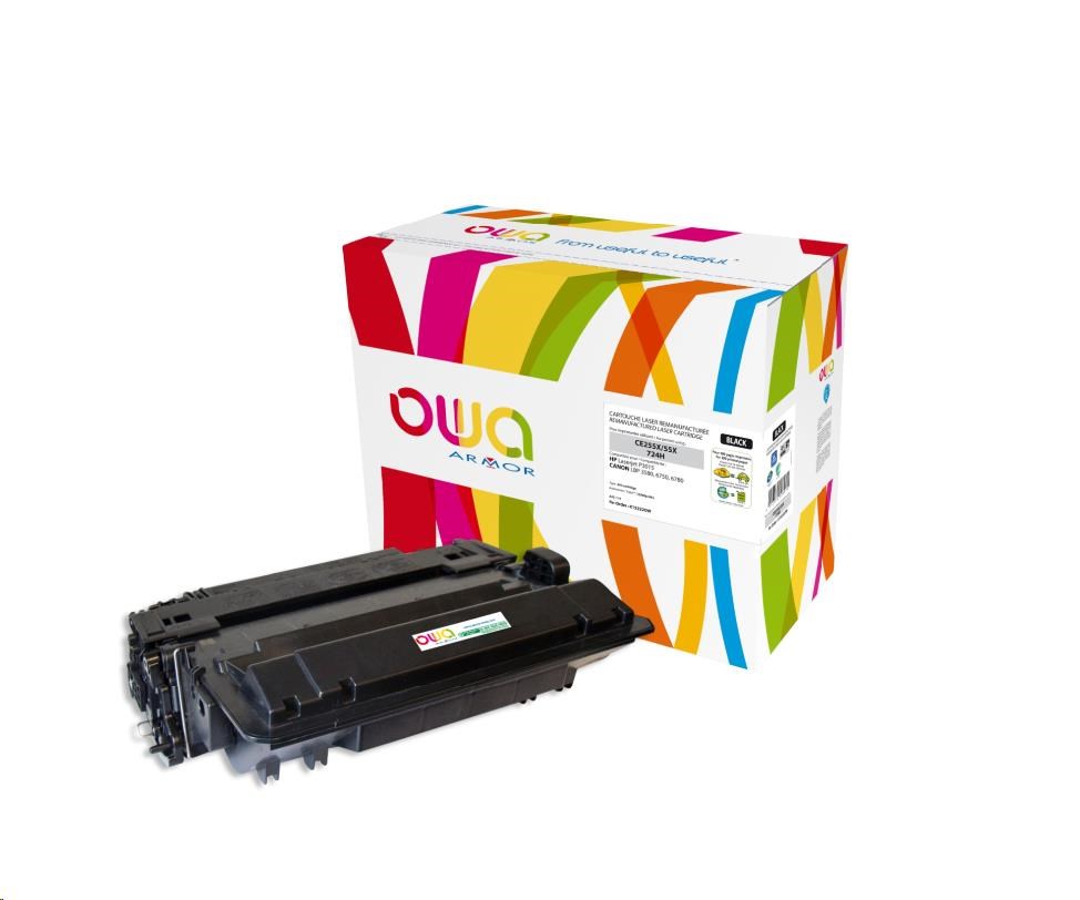 OWA Armor toner pro HPLaserjet P3015, Ese 500 MFP M525, Pro M521, 12500 Stran, CE255X, černá (K15222OW)