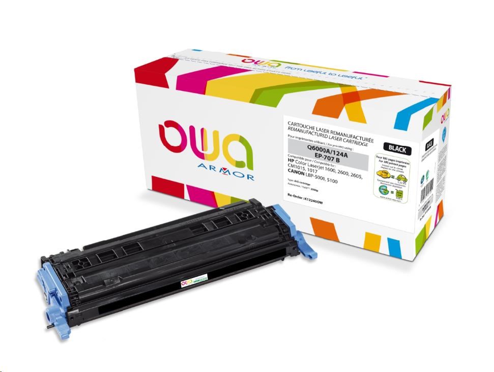 OWA Armor toner pro HPColor Laserjet 1600, 2600, 2605, 2500 Stran, Q6000A, černá (K12240OW)