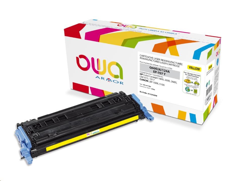 OWA Armor toner pro HPColor Laserjet 1600, 2600, 2605, 2000 Stran, Q6002A, žlutá/yellow (K12243OW)