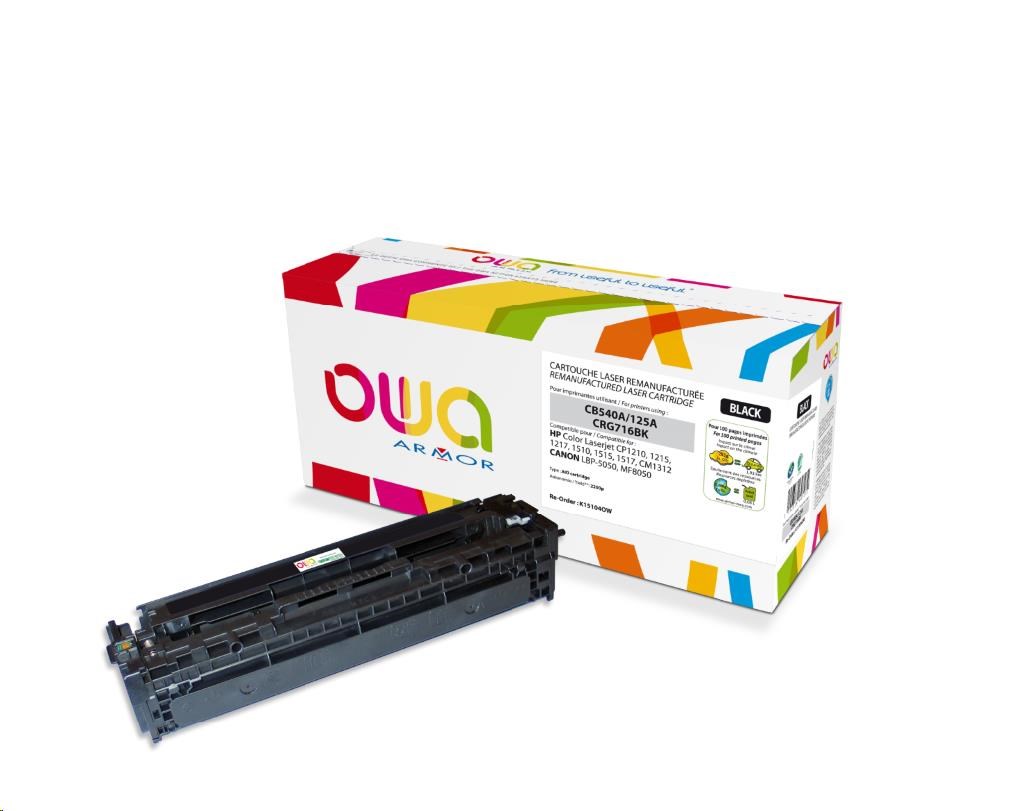 OWA Armor toner pro HPColor Laserjet CP1210, 1215, 1510, 2200 Stran, CB540A, černá (K15104OW)