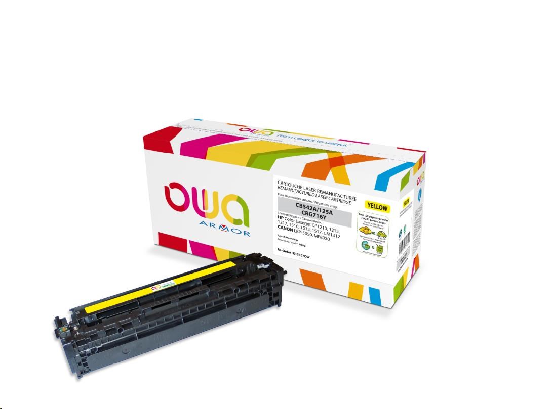 OWA Armor toner pro HPColor Laserjet CP1210, 1215, 1510, 1400 Stran, CB542A, žlutá/yellow (K15107OW)