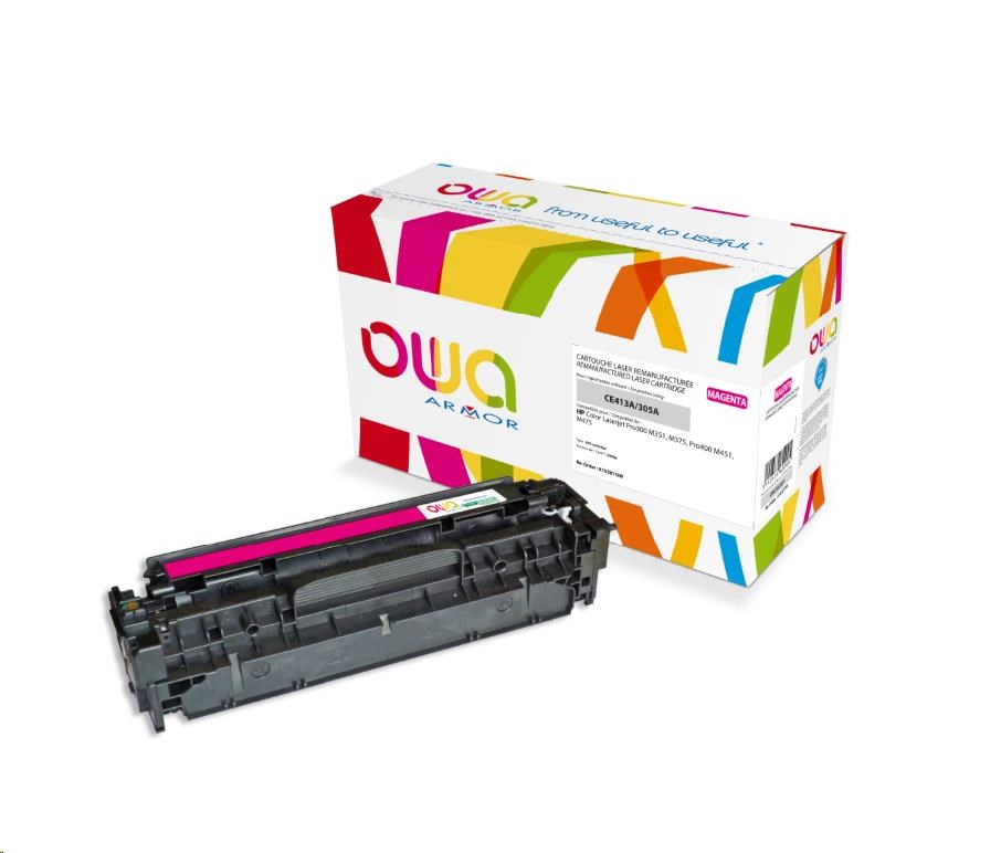 OWA Armor toner pro HPColor Laserjet Pro300 M351, M375, Pro400 M451, M475, 2600 Stran, CE413A, červená/magenta (K15581OW)