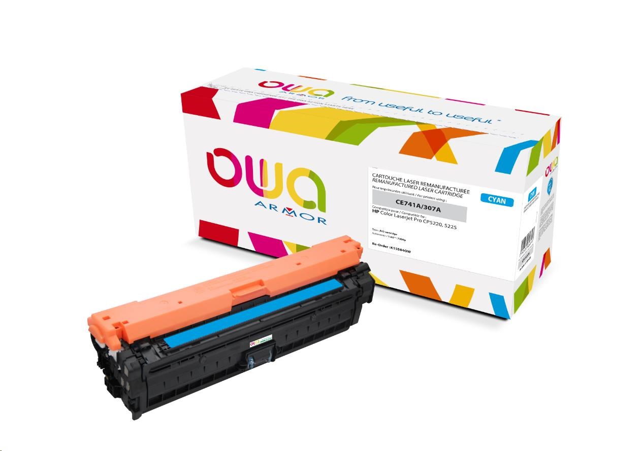 OWA Armor toner pro HPColor Laserjet CP5220, 5225, 7300 Stran, CE741A, modrá/cyan (K15584OW)