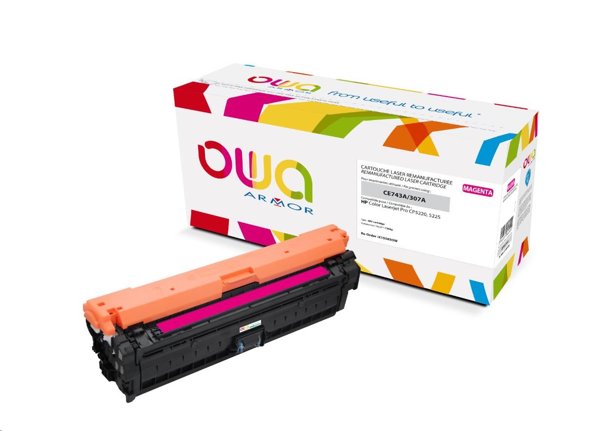 OWA Armor toner pro HPColor Laserjet CP5220, 5225, 7300 Stran, CE743A, červená/magenta (K15585OW)