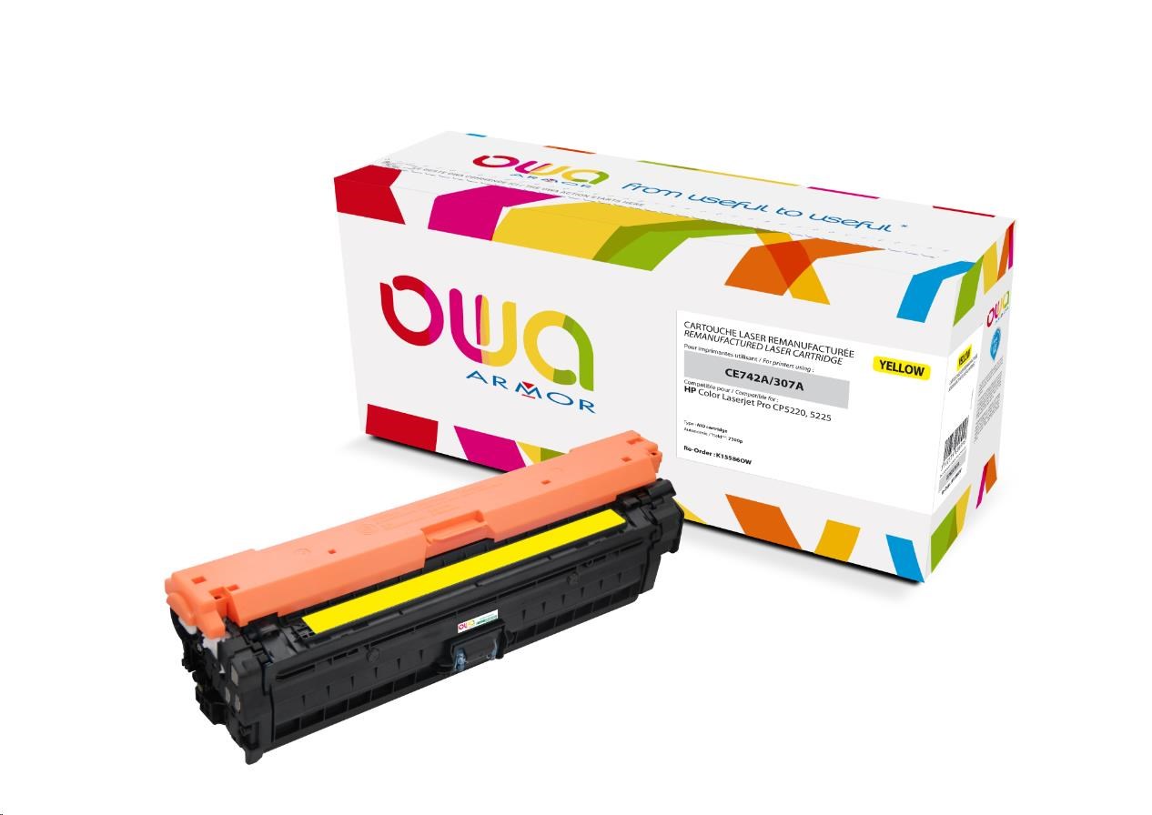 OWA Armor toner pro HPColor Laserjet CP5220, 5225, 7300 Stran, CE742A, žlutá/yellow (K15586OW)