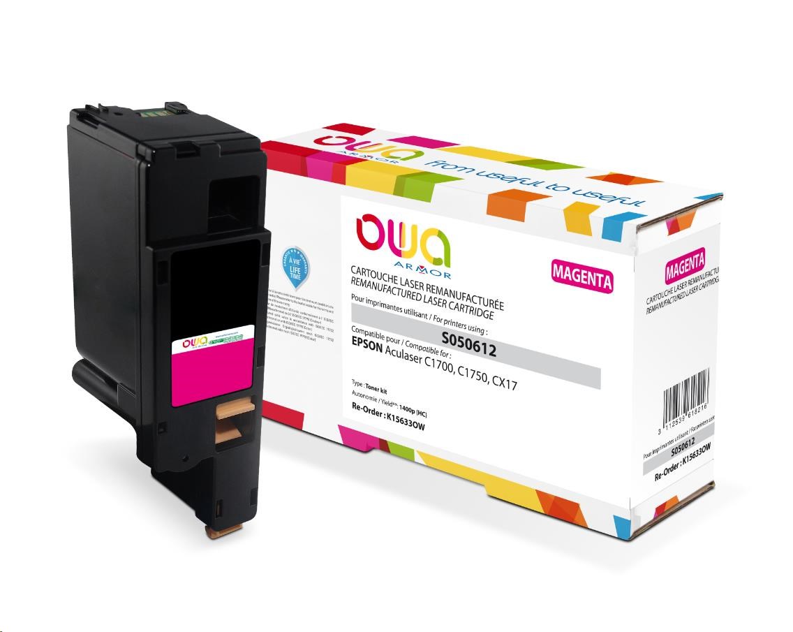 OWA Armor toner pro EPSONAL C1700, C1750, CX17, 1400 (HC) Stran, C13S050612, červená/magenta (K15633OW)