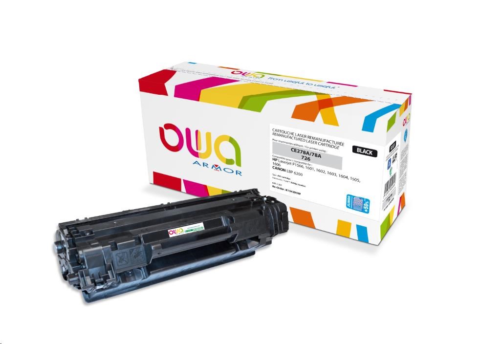 OWA Armor toner pro HPLaserjet P1566, 1601, 1602, 1603, 1604, 1605, 1606, 3200 Stran, CE278A JUMBO, černá (K15429OW)