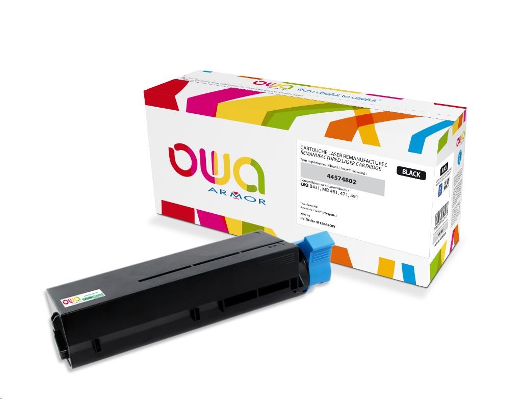 OWA Armor toner pro OKIB431, MB461, MB471, MB491, 7000 Stran, 44574802, černá (K15665OW)