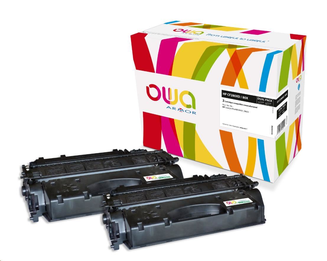 OWA Armor toner pro HP Color Laserjet Pro 400 M401, M425, 2x6900 stran, CF280XD, černá/black K35590OW