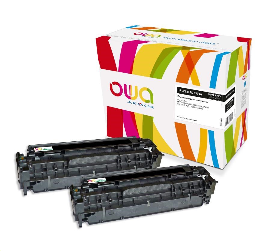 OWA Armor toner pro HP Color LJ CP2020, CP2025, CM2320, CM2720, 2x3500 stran, CC530AD, černá/black K35132OW