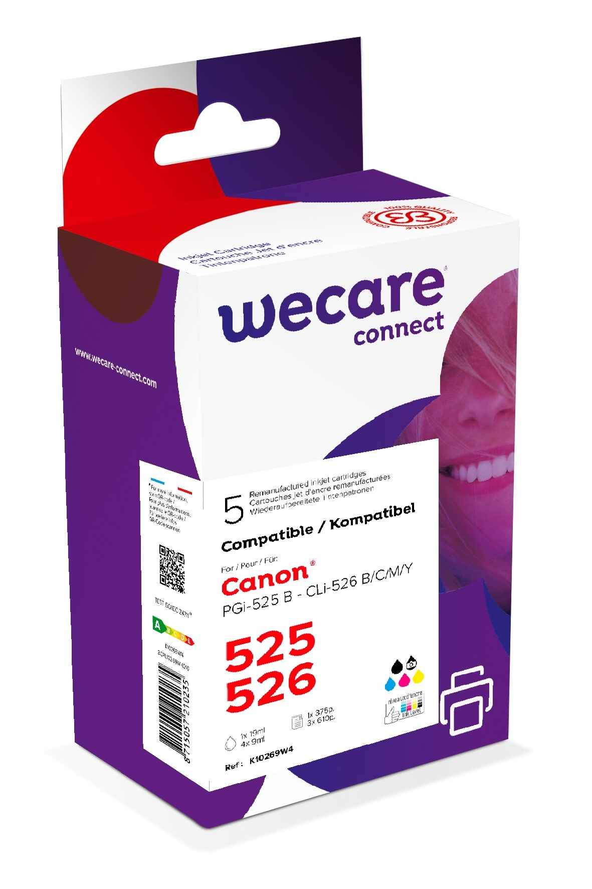 WECARE ARMOR cartridge pro CANON Pixma IP4850, MG5150, MG5250, MG6150, MG8150 (PGI-525+CLI-526B/C/M/Y) 1x20 ml/ 4x10 ml