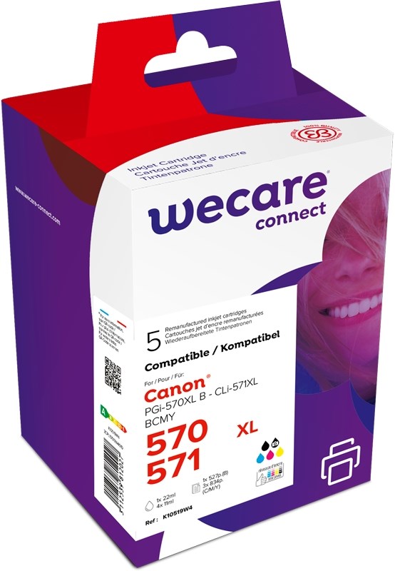 WECARE ARMOR cartridge pro CANON Pixma MG5751Sada (PGI-570XL+CLI-571XL CMYK) Black+C+M+Y+K, 1x22 ml, 4x11 ml