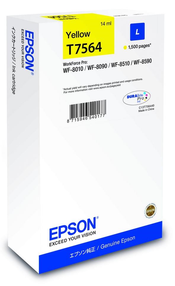 EPSON Ink bar WorkForce-8xxx Series Ink Cartridge L Yellow - 1500str. (14 ml) (C13T756440)