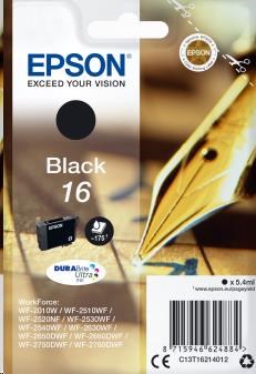 EPSON Singlepack Black 16 DURABrite Ultra Ink (C13T16214012)