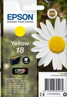 EPSON Singlepack Yellow 18 Claria Home Ink (C13T18044012)