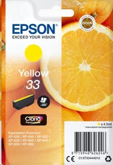 EPSON Singlepack Yellow 33 Claria Premium Ink (C13T33444012)